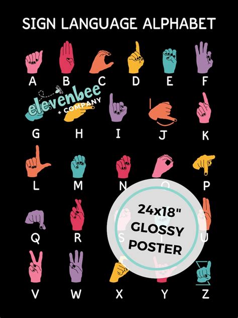 Alphabet Poster In Asl American Sign Language Mailed Print Etsy