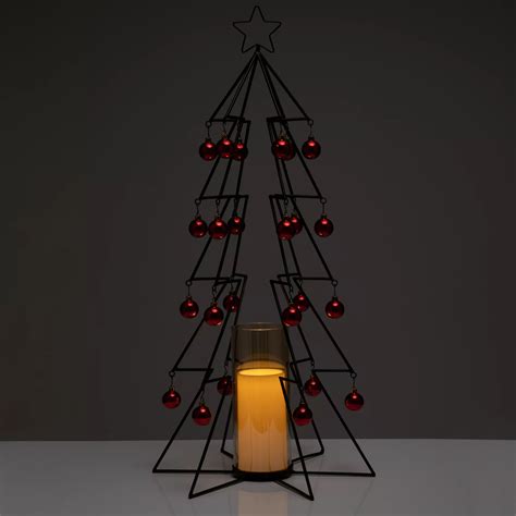 Elambia Xl Weihnachtsbaum Glaswindlicht Inkl Kerze And Kugeln Timer