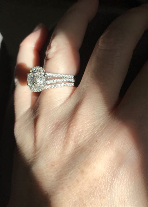 Split Shank Halo Engagement Ring With Wedding Band Wedding Rings Sets