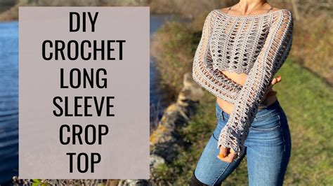 Diy Crochet Long Sleeve Lace Crop Top Tutorial How To Crochet A Long
