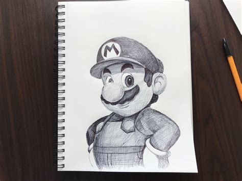 Super Mario Drawing Pencil Sketch Colorful Realistic Art Images