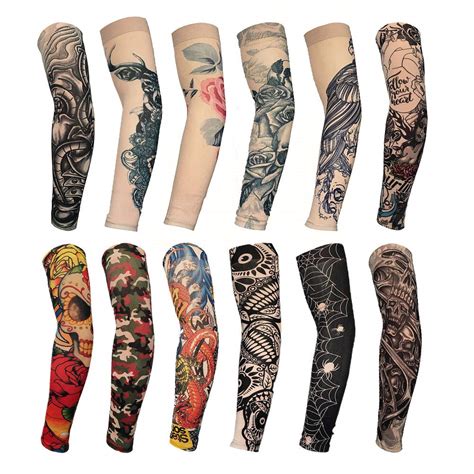buy hoveox 12 pcs temporary tattoo sleeves set body art arm stockings protector arts fake