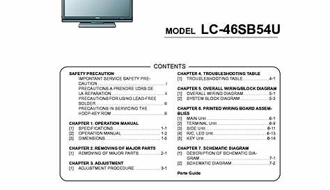 SHARP LC-46SB54U SM Service Manual download, schematics, eeprom, repair