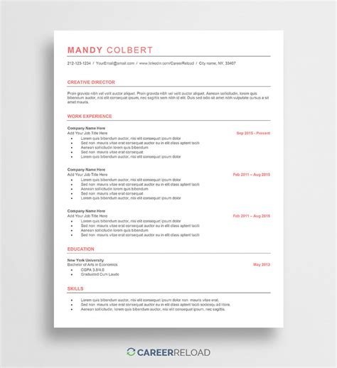 This free cv template for word is designed in the formal tone. Free Word Resume Templates - Free Microsoft Word CV Templates
