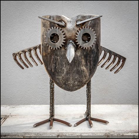 Scrap Metal Art Owl Garden Owl Metal Garden Art Metal Art Sculpture