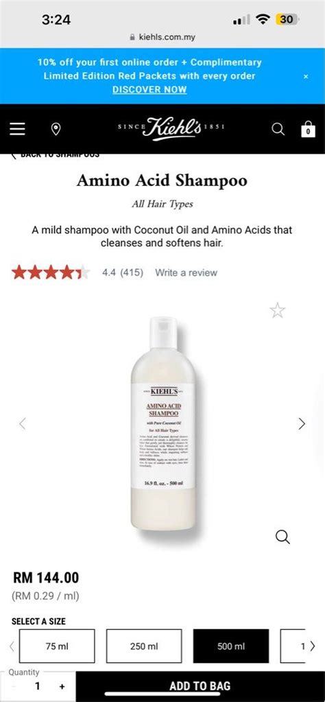 Kiehls Amino Acid Shampoo Beauty And Personal Care Hair On Carousell