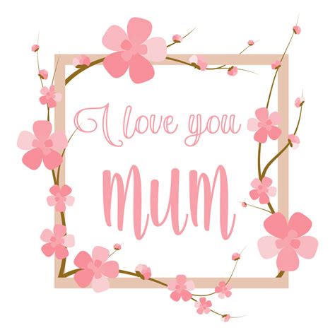 I love you mum UK celebration of Mothers day. Pink calligraphy art for