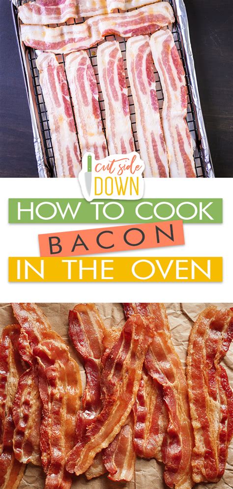 In a 9 inch square baking dish, stir together the baked beans, onion, mustard, ketchup, brown sugar and apple. How to Cook Bacon in the Oven | Cut Side Down- recipes for ...
