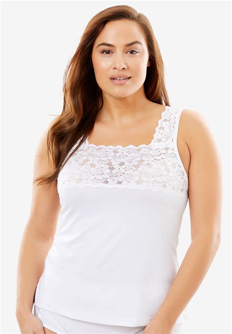 Silky Lace Trimmed Camisole Slip By Comfort Choice Plus Size Slips