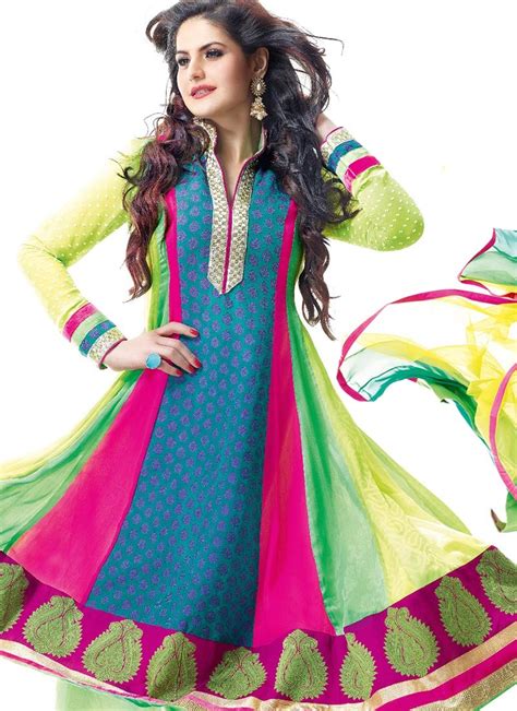 Multicolored Chiffon Salwar Kameez Bollywood Salwar Kameez