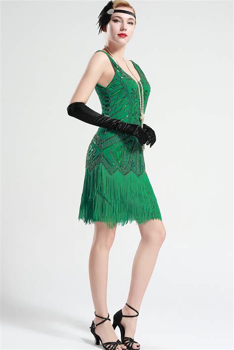 BABEYOND Women S Flapper Dresses S V Neck Beaded Fringed Great Gatsby Dress