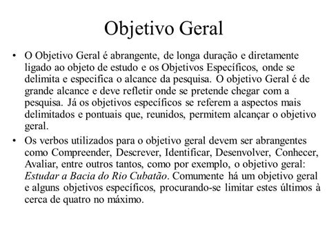 Exemplo De Objetivo Geral E Especifico Tcc V Rios Exemplos
