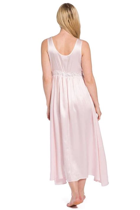 Women S Pure Mulberry Silk Long Nightgown With Lace Bodice Night Gown Long Silk