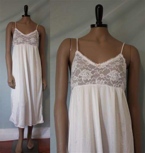Vintage 60s Nightgown Lace And Chiffon Bodice Bridal Wedding 2261931