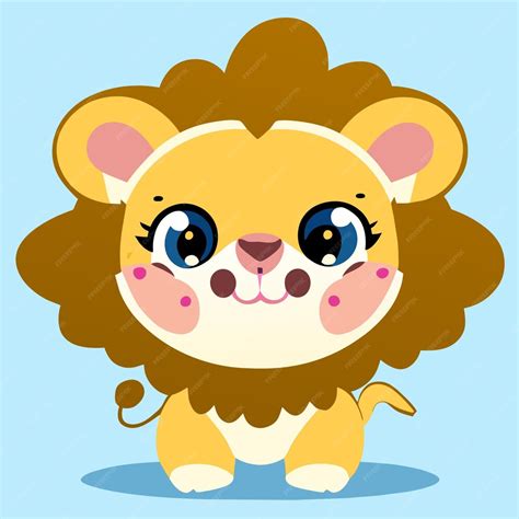 Premium Vector Cute Lion Mascot Hand Drawn Cartoon Sticker Icon