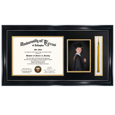 Graduationmall 11x22 Black Diploma Frame With Tassel Holder And Picture