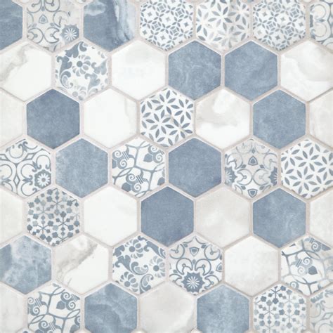 Blue Mosaic Bathroom Floor Tiles White Bathroom With Blue Mosaic