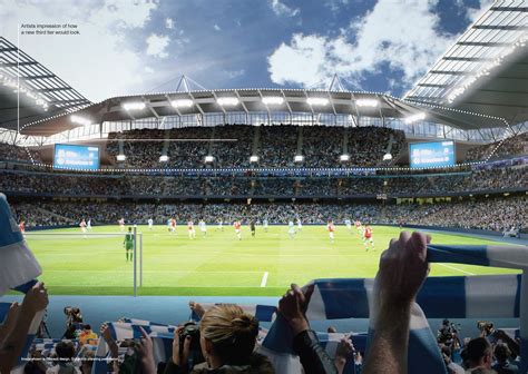 Begitu selesai, maka pekerjaan untuk pembangunan bagian utara stadion akan dimulai. Design: Etihad Stadium - StadiumDB.com