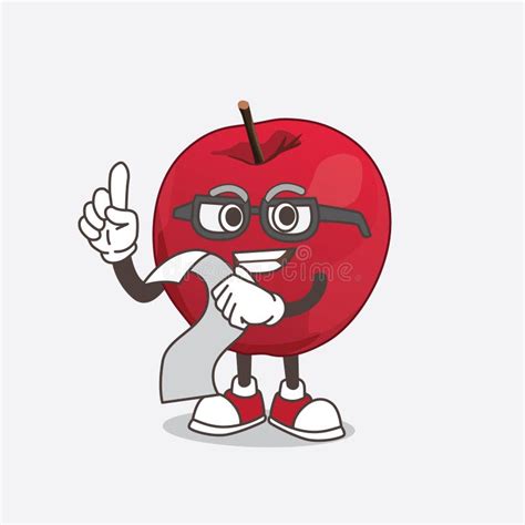 Apple Cartoon Mascot Character Holding A Menu Stock Vector