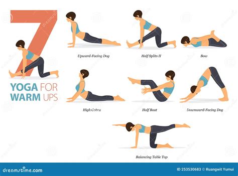 7 Yoga Poses Or Asana Posture For Workout In Warm Ups Concept Women