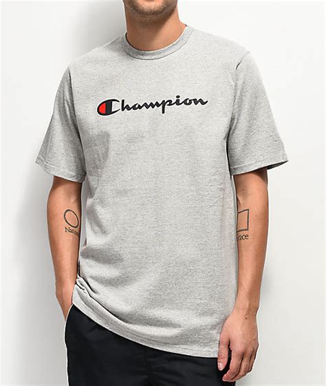 Think of something you love. Champion Script Heather Grey T-Shirt | Zumiez