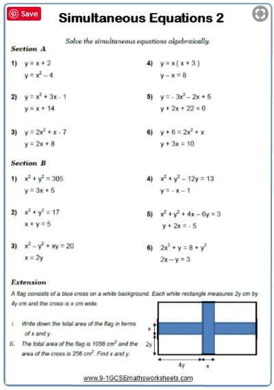 Equations and system of equations, quadratic equations, function given by a table, intersections of. Algebra Worksheets | Cazoomy