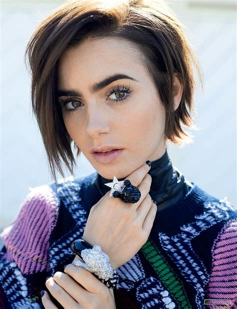 HD Wallpaper Lily Collins Women Actress Model Brunette Short Hair