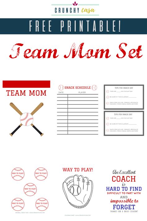 Baseball Team Mom Printables