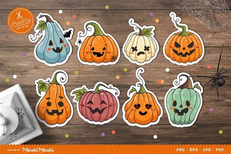 Z 16 Sheets Funny Pumpkin Sticker Halloween Tricky Grimace Party