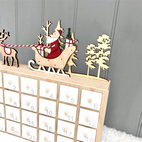 Santa Sleigh Wooden Advent By Pink Pineapple Home And Ts
