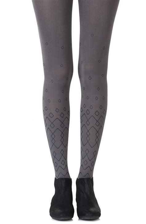 Zohara Diamonds Are Forever 120 Denier Sheer Grey Print Tights Nico Lingerie