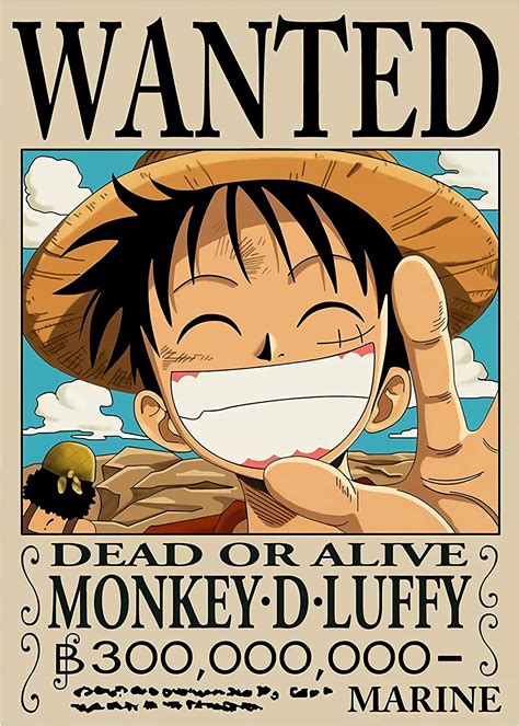 One Piece Posters Monkey D Luffy Wanted Posters Signs Anime Wall Decor