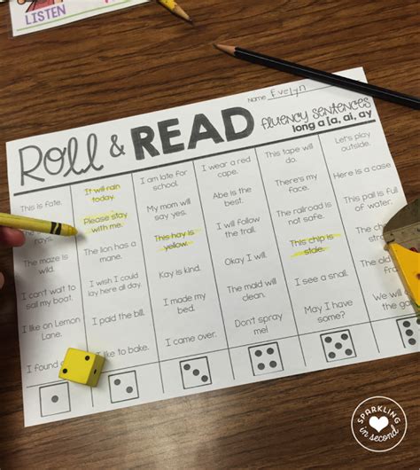 Roll And Read Fluency Sparkling In Second Grade