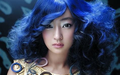 Hd Wallpaper Beautiful Blue Haired Asian Girl Womens Blue Hair