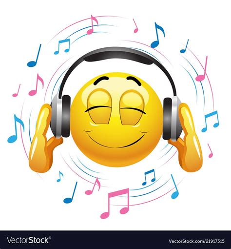 Smiley Emoticon Listening To Music Smiley Hold The Headphones On The