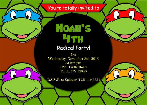 Ninja Turtles Birthday Invitation Unique Ninja Turtle Birthday