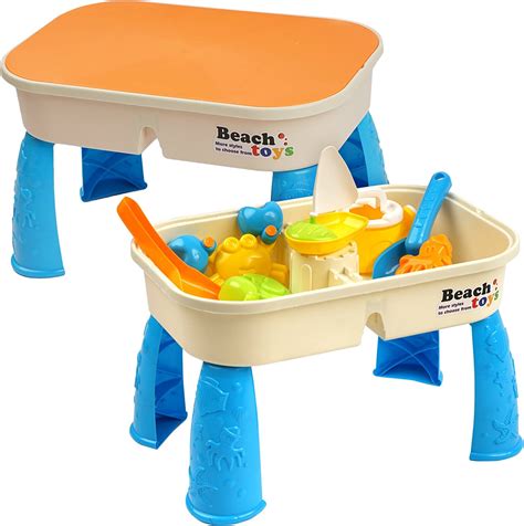Sand And Water Table With Lid Includes 8 Beach Toys And Space For Sand
