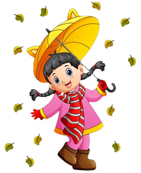 Cartoon Girl With Umbrella Transparent Png Megaport Media
