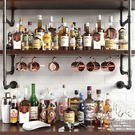 Shelves With Alcohol Bar 3d Model Alcohol Bar Alcohol Storage