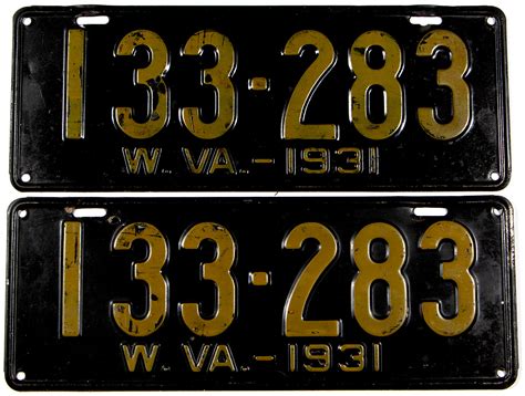 1931 West Virginia License Plates | Brandywine General Store