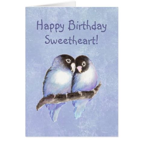 Happy Birthday Sweetheart Blue Lovebirds Card Zazzle