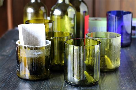 Diy Glasses Made From Wine Bottles Barware Candle Holders And More