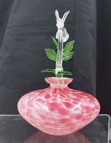 Vintage Hand Blown Glass Perfume Bottle With Hummingbird Stopper S And K Ltd