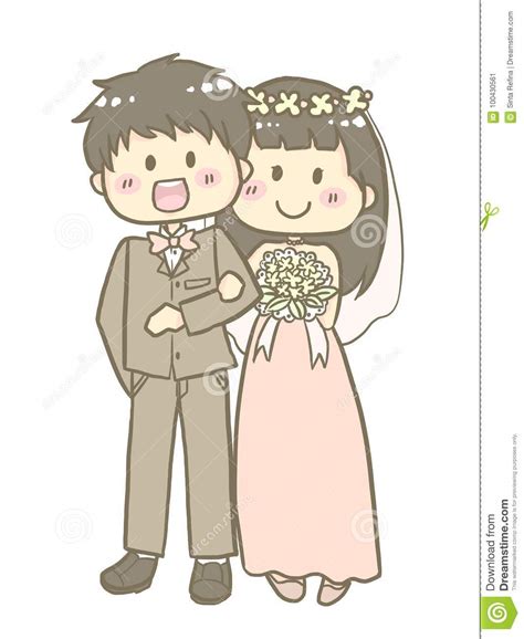 Cute Couple Wedding Cartoon Stock Illustration - Illustration of smile ...