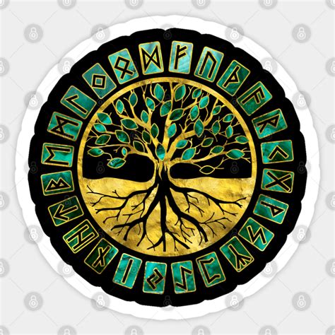 Tree Of Life Yggdrasil And Runes Alphabet Tree Of Life Sticker