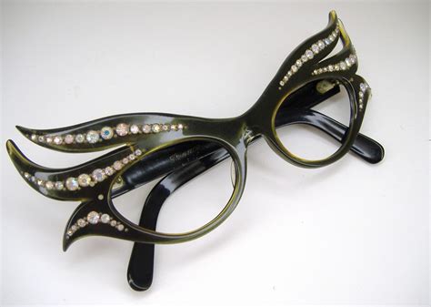 rare vintage rhinestone eyeglasses sunglasses frame by vintage50seyewear vintage eyewear cat