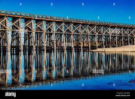 Bridge Reflected In Lake Pudding Creek Trestle Fort Bragg California