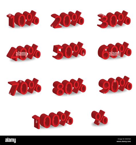 3d Red Numbers Set With Percentage Sale Symbol Business Concept