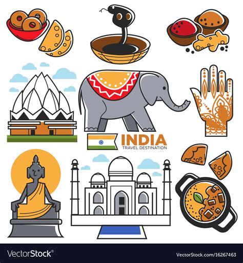 India Tourism Travel And Indian Culture Royalty Free Vector