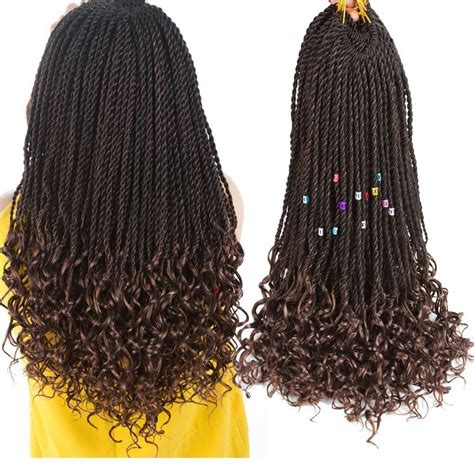 Goddess Senegal Twist Crochet Hair Curly Ends Synthetic Braiding Braids